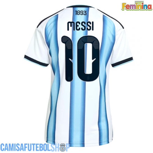 Camisa de time de futebol Argentina Lionel Messi #10 Replicas 1º Equipamento Feminina Mundo 2026 Manga Curta